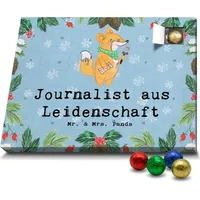 Mr. & Mrs. Panda Schoko Adventskalender Journalist Leidenschaft - Blau Pastell - Geschenk, Studium, Abschied, Interview, Pressebüro, Firma, Mitarb... - Blau