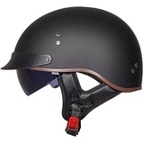 Halbschalenhelm mit ECE, Retro Motorrad Jethelm Chopper Helm mit Sonnenblende Für Erwachsene Männer Und Frauen Cruiser Moped Scooter ATV M~XXL