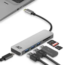 Act USB-C Hub Kartenleser AC7050 Grau, Schwarz 0.15 m