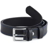 Ladeheid Kindergürtel Leder 2,5 cm Blau/Schwarz 74