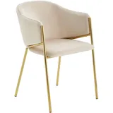 Livetastic Armlehnstuhl, Taupe, Gold, Holz, Metall, Textil, Pappel, Sperrholz, Rundrohr, 53x77x60 cm, inklusive Armlehnen, Esszimmer, Stühle, Esszimmerstühle, Armlehnenstühle