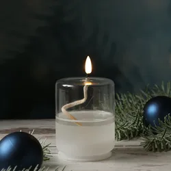 LED Kerze im Glas - Öllampe mit Flüssigwachs Optik - flackernde 3D Flamme - Time...