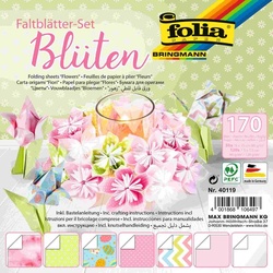 Folia Faltblätter Set BLÜTEN, 50 Blatt in 15x15cm, 120 Blatt in 7,5x7,5cm