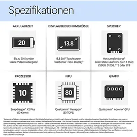 Microsoft Surface Laptop 8 13,8" Snapdragon X2 Plus 16 GB RAM 512 GB SSD Win11 Home Schwarz EP2-60927