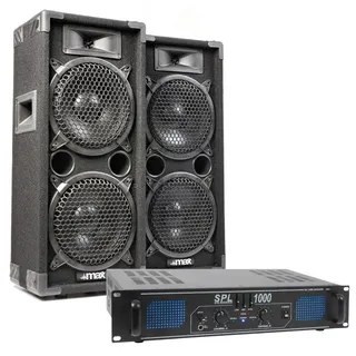 MAX28 - DJ Anfänger Set - DJ Boxen Set, inklusive Verstärker, 1000 Watt Endstufe, MAX28 Bundle 2 Lautsprecher mit Verstärker, PA Disco Boxen, Disco-Lautsprecher DJ Anlage, Komplett Set