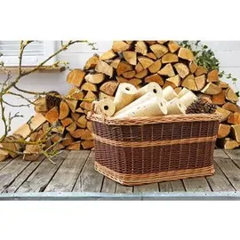 Dehner Kaminkorb Weide 60 x 40 x 47 cm mit Jute Dunkelbraun