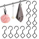 Haken zum einhängen,10 Stück S Haken Schwarz Haken mit Sicherung S Haken Edelstahl S-förmige Haken für Kleiderstange für Küche Werkstatt Badezimmer Garten Schlafzimmer Draussen(Schwarz,Size:101*39MM)