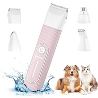 4 in 1 Leise Hundeschermaschine für Pudel: IPX7 Wasserdicht Hunde Haarschneidemaschine klein mit 4 Größen Trimmerkopf,Wiederaufladbar Pfoten Schermaschine Hund für Katzen,Augen (Rosa)