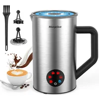 Milchaufschäumer Elektrisch 4 in 1 - Automatischer Milchaufschäumer 350 ml Milchdampfer und Wärmer Edelstahl Milcherhitzer Heiß & Kalt Milchschäumer für Latte Kaffee Schokolade
