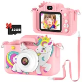 Kinderkamera, Pancellent Kinder Kamera 1080P 2,0-Zoll-Bildschirm Kamera Kinder mit 32GB-Karte Selfie Digitalkamera Kinder Fotoapparat Kinder für 3-12 Jahre Jungen und Mädchen Weihnachten Spielzeug