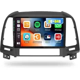 2G+64G CAMECHO Android 13 Autoradio für Hyundai Santa Fe 2006-2012 mit Navi Carplay Android Auto, Doppel Din Autoradio mit 9 Zoll Bildschirm Bluetooth RDS/FM MirrorLink+Rückfahrkamera