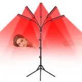 Piashow Infrarotlampe mit 5 Lichtköpfe, 660nm & 850nm Infrarotlampe mit 3 Modi & 5 Helligkeitsstufen & 10/20/30Min Timer, 360° Rotierendes Rotlichtlampe, LED Red Light Therapy