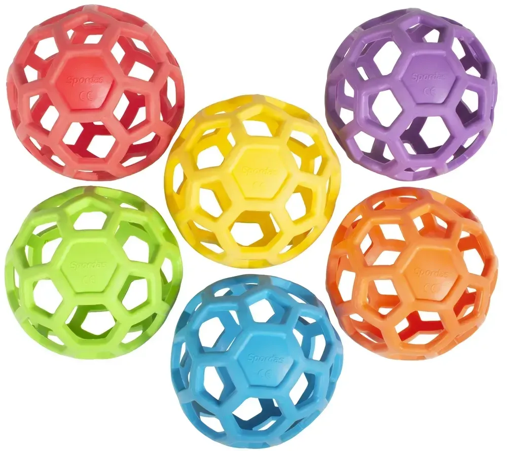 Greifball Set Ø 12 cm 6 Stück Gummi für Kinder - Spordas - Robust, Ein-Stück-Guss, fördert Motorik, abwischbar