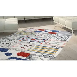 calo-deluxe Teppich CALO-DELUXE "Evans 210" Gr. 2, bunt (multi, elfenbeinfarben), B:80cm H:8mm L:150cm, Baumwolle, Wolle, Teppiche, Teppich, Wolle mit Baumwolle, Wohnzimmer