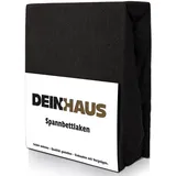 DH DEIN.HAUS Frottee Weiches Spannbetttuch 180 x 200 cm – Baumwolle, mit Gummizug, pflegeleicht, Bettlaken – Farbe: Schwarz