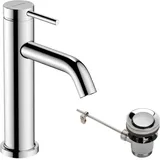 Hansgrohe Tecturis S - Waschtischarmatur mit Zugstange, Wasserhahn Bad mit Auslauf Höhe 110mm, Mischbatterie Waschbecken wassersparend (EcoSmart+), Chrom