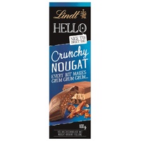 Lindt Schokolade HELLO Crunchy Nougat | 100 g Tafel | Vollmilch-Schokolade mit Nougat-Krokant-Füllung | Schokoladentafel | Schokoladengeschenk