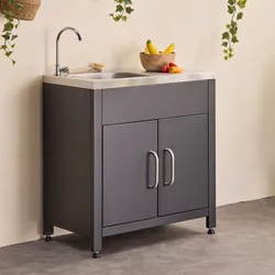 Outdoor-Küchenmöbel aus Stahl mit Spüle L80 cm - Grimaud