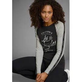 KangaROOS Longsleeve in schwarz-grau-meliert | Gr.: 36/38,