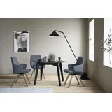 Polsterstuhl STRESSLESS "Laurel", blau (sparrow blau paloma, eiche natur), B:58cm H:92cm T:59cm, Leder PALOMA: PALOMA ist ein durchgefärbtes Semianilin-Möbelleder mit natürlicher Narbung., Stühle, Polsterstuhl, Low Back mit Armlehne, Größe L, mit schräggestellten Beinen in Eiche