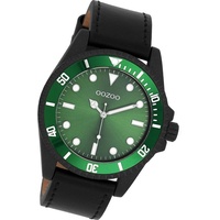 OOZOO Quarzuhr Oozoo Herren Armbanduhr Timepieces, (Analoguhr), Herrenuhr Lederarmband schwarz, rundes Gehäuse, groß (ca. 44mm) schwarz