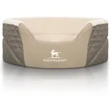 Knuffelwuff Orthopädisches Hundebett Lena mit hohem Schaumstoffrand Braun/ Beige - x 66cm