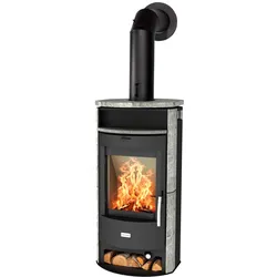 Kaminofen HEATHUS "Parma Speckstein", schwarz, Kaminöfen, Tee- und Holzfach