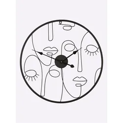 Wanduhr, schwarz, Wanduhren, B/H/T: 60,5cm x 60,5cm x 3cm, Wanduhr, B:60,5cm H:60,5cm T:3cm