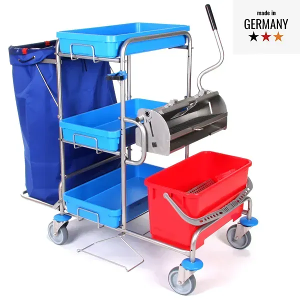 Floorstar FPW 4 mono 2-120 ES Reinigungswagen mit Flachpresse Flachpressenwagen - Edelstahl, Halterahmen 2x120 l, PATENT