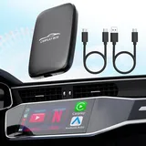 2024 Wireless CarPlay Adapter & Android Auto Adapter Support YouTube Netflix TF Card Screen Mirroring, Apple Car Play Dongle mit USB-A und USB-C Kabeln, Magic Box Wried to Wireless Stream to Your Car