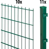 garden 'n' more Doppelstabmattenzaun GARDEN 'N' MORE "Standard", grün, H:120cm L:20cm, Stahl, Kunststoff, Zaunelemente, 10 Elemente für 20 m, LxH: 200 x 123 cm, mit 11 Pfosten