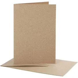Creativ Company Karten & Kuverts, Kartengröße 10,5x15 cm, Umschlaggröße 11,5x16,5 cm, Natur, 10er Set