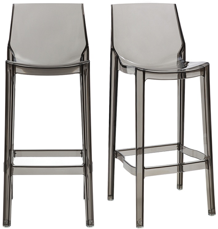 Tabourets de bar design transparents gris intérieur - extérieur H75 cm (lot de 2) YLAK