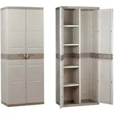 Kunststoffschrank mit 4 Einlegeböden und Besenhalter 70x44x176 cm beige 9204