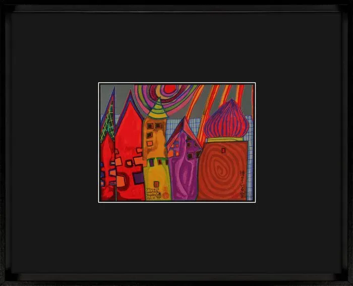 Intertrading Wandbild 31,3 x 25 cm Waiting houses Holz Bunt