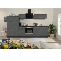 Respekta Premium Küchenzeile RP310EGCBO  (Breite: 310 cm, Grau, Mit Elektrogeräten)