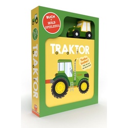 Traktor Buch u. Holzspielzeug