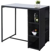 Mendler Poly-Rattan Bartisch HWC-A28, Bistrotisch Garten Bar Loungebar Tisch mit Regal, anthrazit