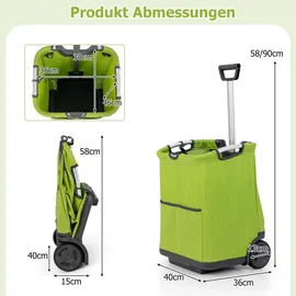 Costway Einkaufstrolley Grün 50L