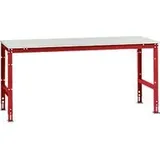 Manuflex Arbeitstisch UNIVERSAL Standard, 2000 x 1000 mm, Melamin lichtgrau, rubinrot