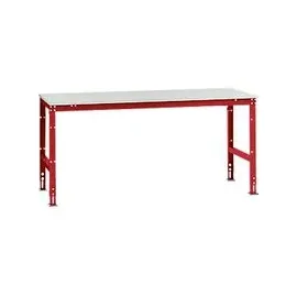 Manuflex Arbeitstisch UNIVERSAL Standard, 2000 x 1000 mm, Melamin lichtgrau, rubinrot