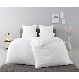 MY HOME Bettwäsche MY HOME "Desner", weiß, B/L: 155cm x 220cm, 1 Stk., 1 Stk., Microfaser, B/L: 80cm x 80cm, 2 Stk., Microfaser, Obermaterial: 100% Polyester, Bettwäsche, Bettwäsche, Premium Qualität, 100 % Polyester, sehr weich, uni, ab 135x200 cm