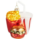 Brubaker Fast Food Menü Weihnachtskugel aus Glas - Burger Pommes und Soft Drink - Christbaumschmuck Lustig - Handbemalt und Mundgeblasen - Figuren Weihnachtsdeko Anhänger - Deko Baumkugel