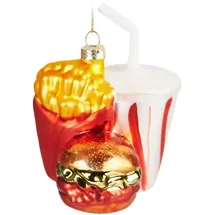 Brubaker Fast Food Menü Weihnachtskugel aus Glas - Burger Pommes und Soft Drink - Christbaumschmuck Lustig - Handbemalt und Mundgeblasen - Figuren Weihnachtsdeko Anhänger - Deko Baumkugel