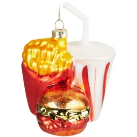 Brubaker Fast Food Menü Weihnachtskugel aus Glas - Burger Pommes und Soft Drink - Christbaumschmuck Lustig - Handbemalt und Mundgeblasen - Figuren Weihnachtsdeko Anhänger - Deko Baumkugel