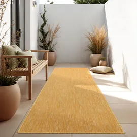 Paco Home Outdoorteppich, Gelb, Textil, Rechteckig, 80x250 cm, strapazierfähig, für Terrasse Küche