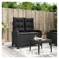 VidaXL Gartenbank Verstellbar mit Kissen Schwarz Poly Rattan