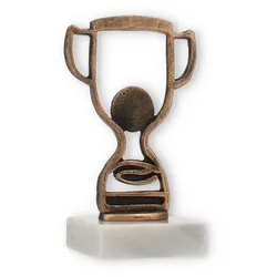 Pokal Konturfigur Pokal altgold auf weißem Marmorsockel 14,1cm