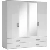 möbelando Kleiderschrank Ivar in Weiß mit 4 Schubladen und 4 Türen. Abmessungen (BxHxT) 180x190x51 cm