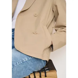 Cecil CECIL, Damen, Gr. XXL (46), beige (crispy camel), Web, Obermaterial: 100% Baumwolle. Futter: 100% Polyester, unifarben, lässig geschnitten hüftlang, V-Ausschnitt, Jacken Outdoorjacke, mit Reverskragen